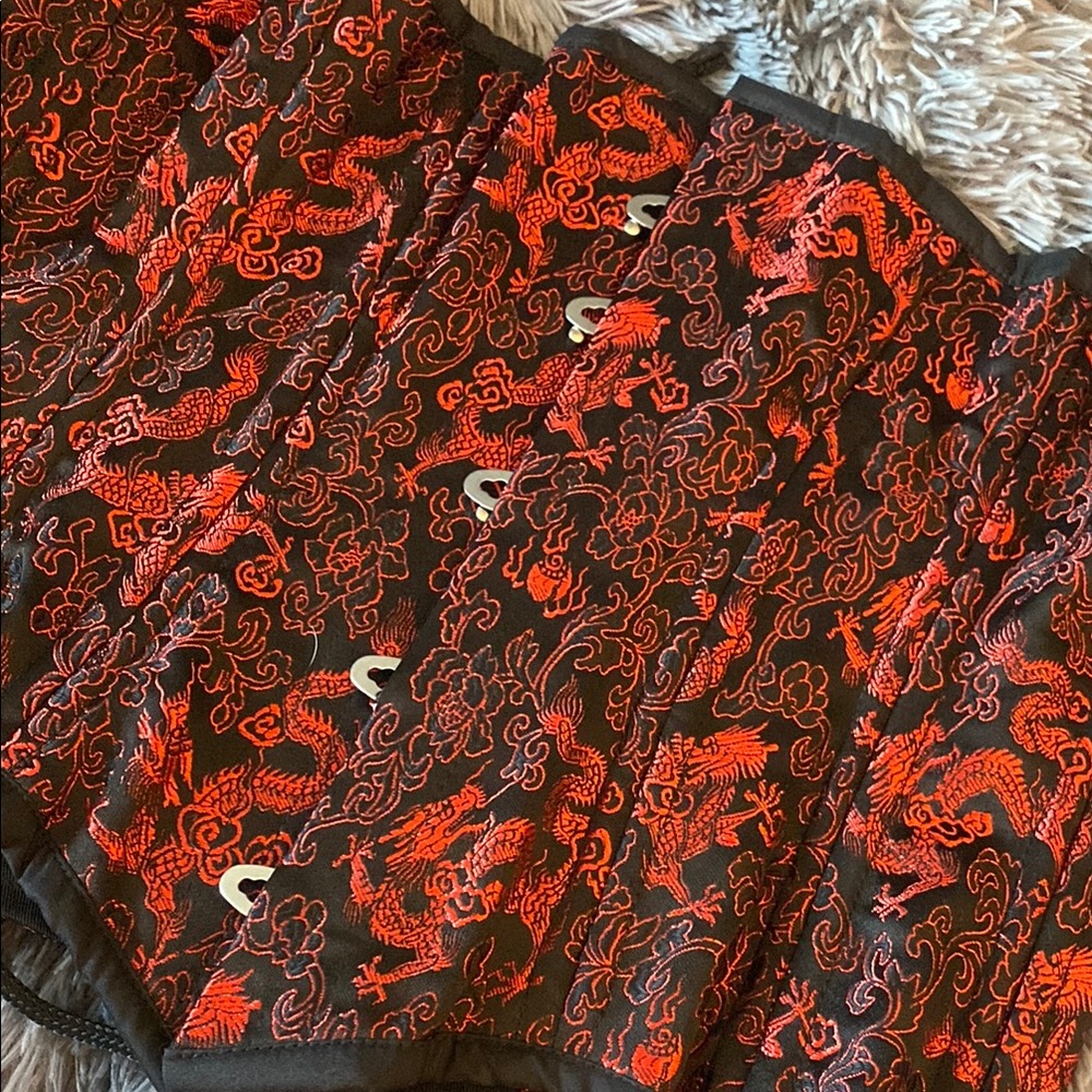 Red and Black Dragon Pattern Corset